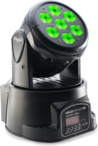 Stagg LED Moving Head Light DJ Headbanger with 7 x 10W RGBW