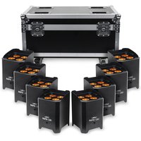 LEDJ QB1 RGBA LED Uplighter Black Eight Pack with Charge Case