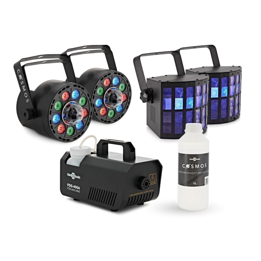Cosmos LED Derby & Fog Party Lighting Pack by Gear4music