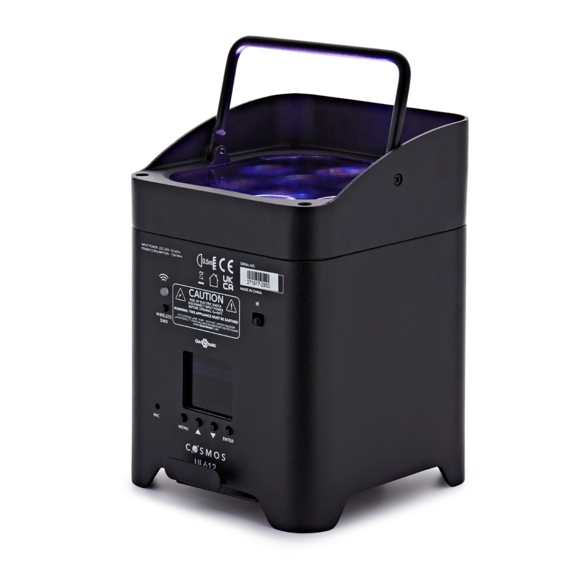 Cosmos 6x12W Battery Powered LED Uplighter Black - Image 2
